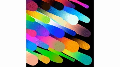 a grid of circular tubes which are pulsating as if swallowing something. They all have different colors.