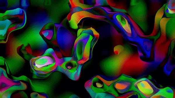 An abstract GIF of a sea of colors. It is very cyberpunk and shiny, turbulent and chaotic.