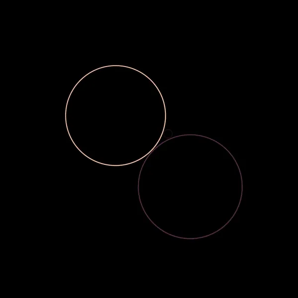 Mutually touching circles moving around leaving colorful trails behind